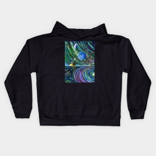 Cosmic Dreams: surreal acrylic painting Kids Hoodie